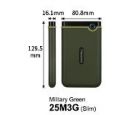 Transcend - External HDD 1TB Slim form factor, M3G, USB 3.1, 2.5, Anti-shock system, Backup software, 185g, Military Green (Slim)_small_0