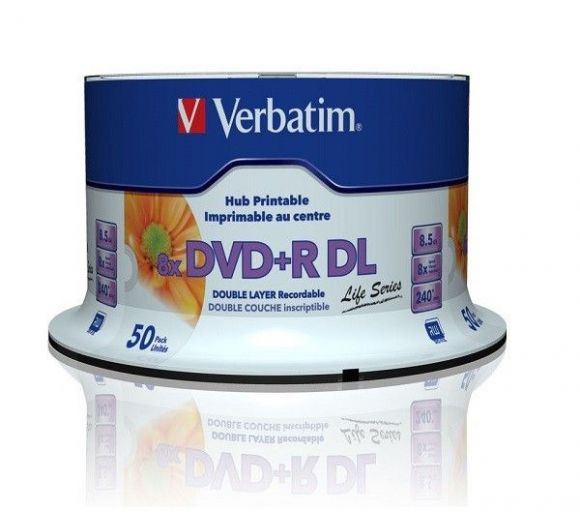 Verbatim - Verbatim Double Layer 8.5GB 8X DVD+R DL Full Printable 97693/50-200/CAKE_0
