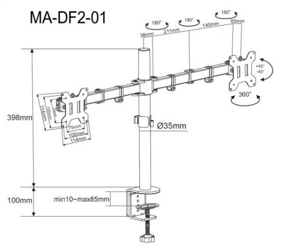 Gembird - MA-DF2-01 Gembird Podesivi dupli stoni drzac za monitor_1