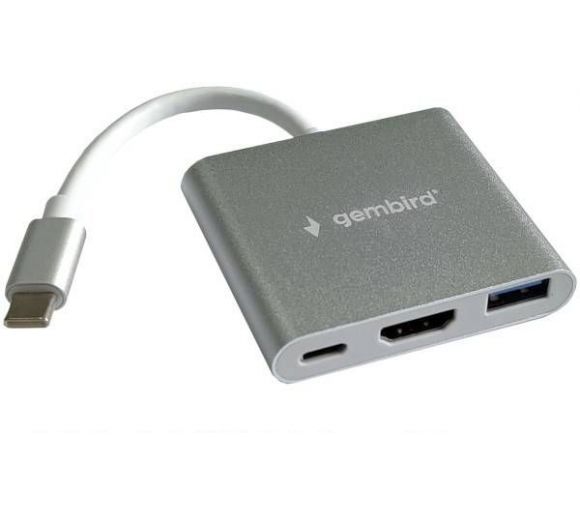 GEMBIRD - A-CM-HDMIF-05 ** Gembird TYPE-C TO HDMI + USB3.0 + PD ALUMINIUM (alt.A-CM-HDMIF-02-SG 1065)_0