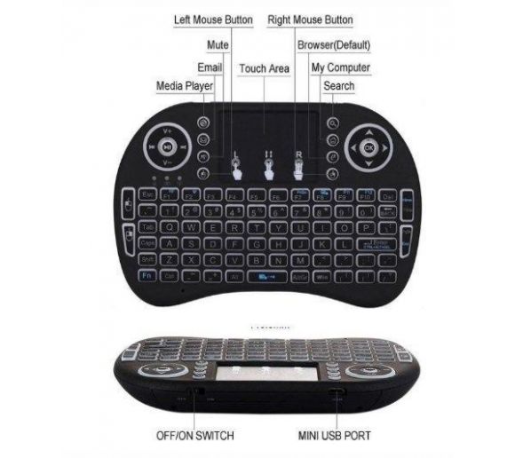 GEMBIRD - GMB-I8 Gembird 2.4GHz Wireless gaming Mini keyboard backlight and TOUCH, punjiva bat. BL-5C (559)_2
