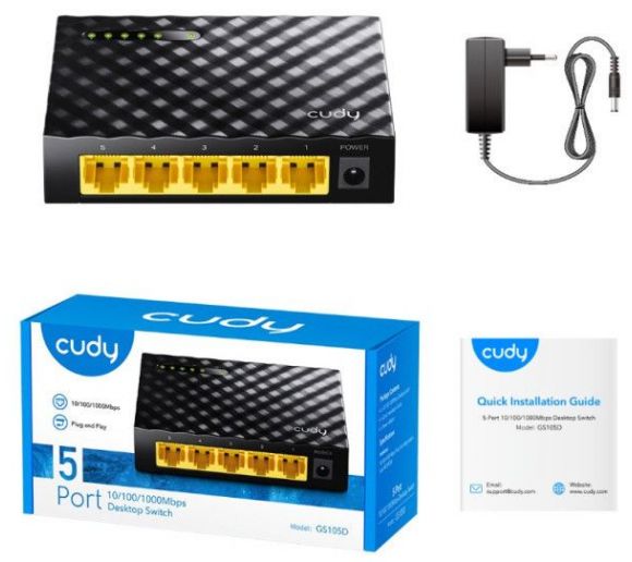 Cudy GS105D 5-Port Gbit Desktop Switch, 5x RJ45 10/100/1000 (Alt. SG105)_1