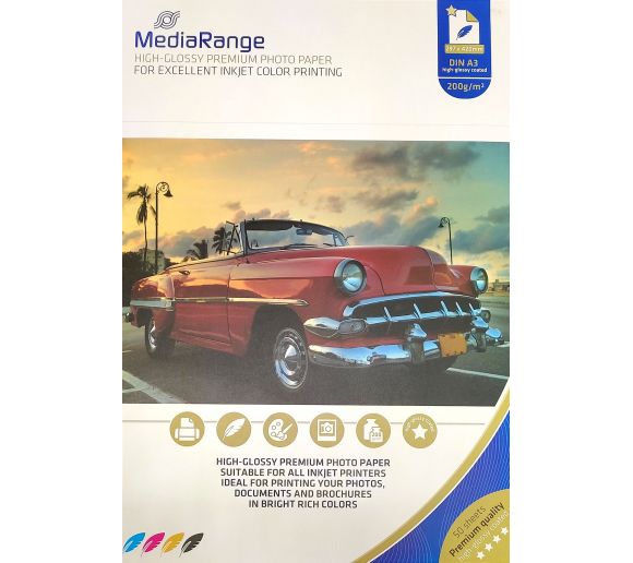 MEDIARANGE - 200GR GLOSSY A3 GERMANY FOTO-PAPIR INKJET MRINK109_0
