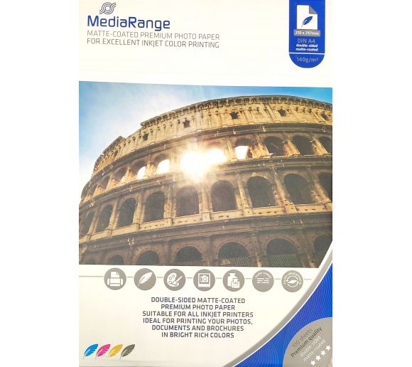 MEDIARANGE - 140g dual side matte coated A4 MRINK111 foto papir 100 lista ( FP140MRD/Z )_0
