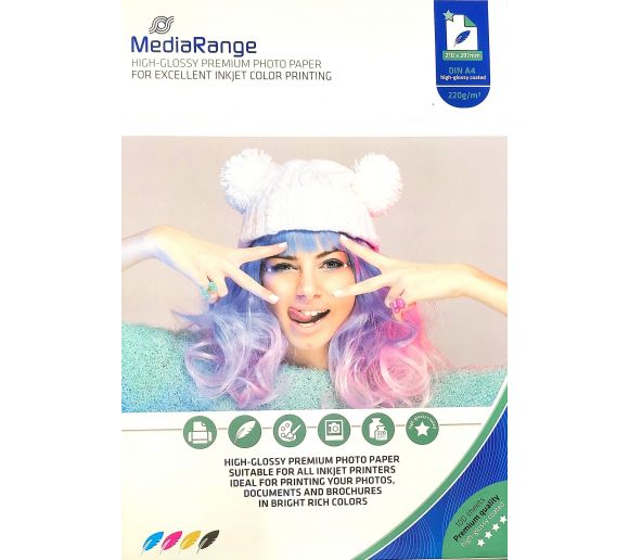 MEDIARANGE - 220GR GLOSSY  A4 GERMANY FOTO-PAPIR INKJET MRINK103_0