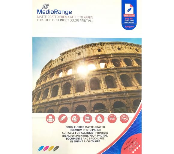 MEDIARANGE - 200GR DUALSIDE MATT A4 FOTO-PAPIR INKJET MRINK102_0