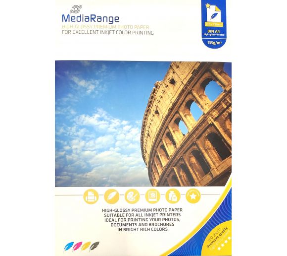 MEDIARANGE - 135GR PHOTO GLOSSY A4 GERMANY FOTO-PAPIR INKJET 100 KOM/MRINK107_0