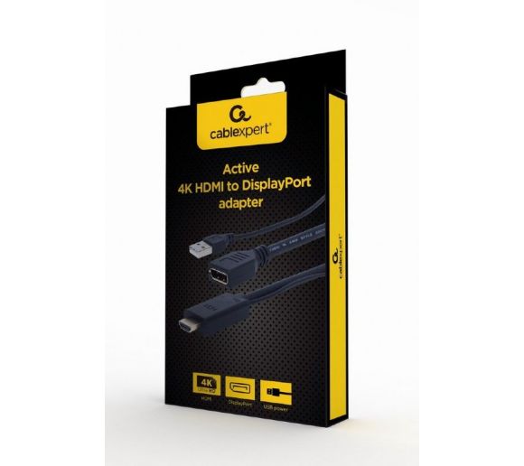 Gembird - Active 4K HDMI male to DisplayPort female adapter, black_0