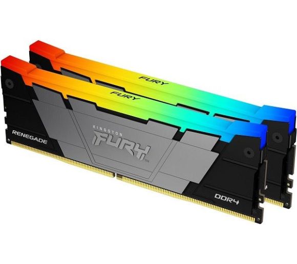 Kingston - DDR4 64GB (2x32GB) 3200MHz [FURY RENEGADE RGB], Non-ECC UDIMM, CL16 1.35V, 288-Pin 2Rx8, Memory Kit, w/RGB Heatsink, XMP_0