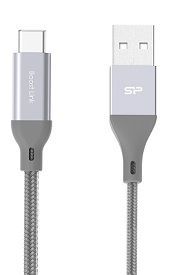 Silicon Power - USB3.0 to USB-C Cable, Boost Link Nylon LK30AC, Supports QC3.0/QC2.0 up to 3A, Up to 5Gbit/s, Gray, 1m_0