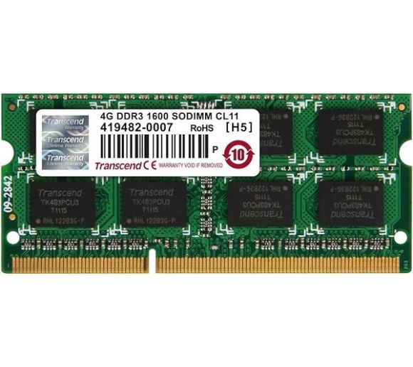 Transcend - DDR3 4GB SO-DIMM 1600MHz, Non-ECC Unbuffered, CL11 1.5V, 256Mx8 2Rx8_0