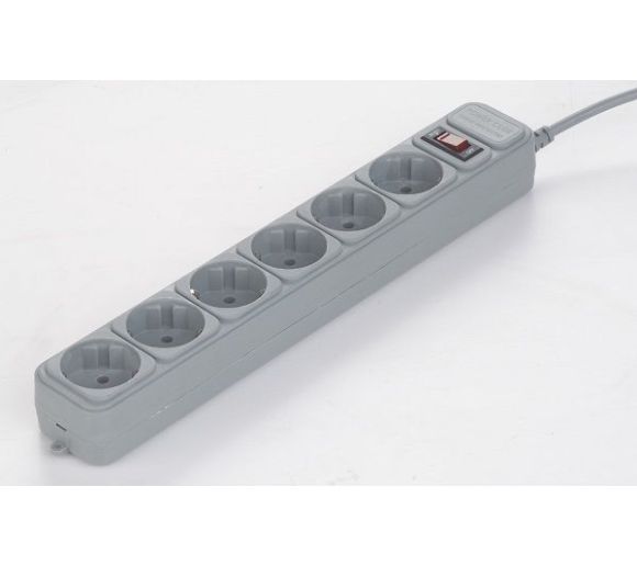Gembird - Surge Protection Power strip, 6 sockets, 1.8m, 16A Automatic Circuit Breaker, Power Switch, Grey_0