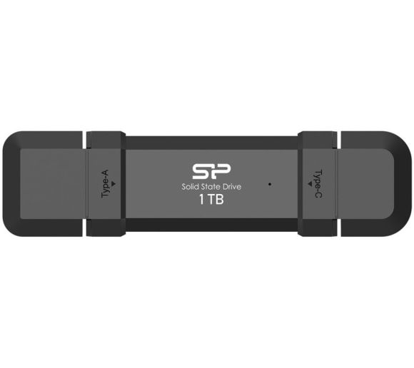 Silicon Power - Portable Stick-Type SSD 1TB, DS72, USB 3.2 Gen 2 Type-C/Type-A, Read up to 1050MB/s, Write up to 850MB/s, Black_0