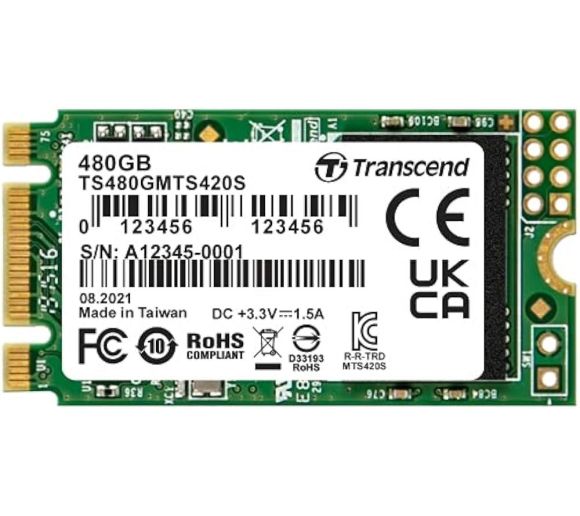 Transcend - 480GB, M.2 2242, PCIe Gen3x4, NVMe, SATA3 B+M Key, TLC, DRAM-less, Read up to 530MB/s, Write up to 480 MB/s, Single-sided_0