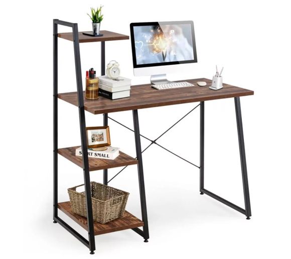 Kompaktan Kompjuterski Sto sa Policama_0