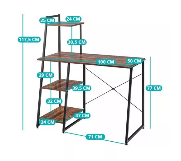 Kompaktan Kompjuterski Sto sa Policama_1