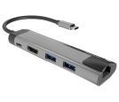 FOWLER GO, USB Type-C 5-in-1 Multi-port Adapter (USB3.0 Hub + HDMI + PD + Gigabit LAN), Max. 100W Output, Black_small_0