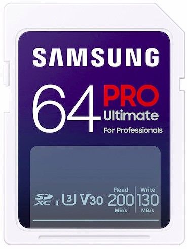 Samsung - SD Card 64GB, PRO Ultimate, SDXC, UHS-I U3 V30, Read up to 200MB/s, Write up to 130 MB/s, for 4K and FullHD video recording_0