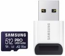 Samsung - MicroSD 512GB, PRO Ultimate, SDXC, UHS-I U3 V30 A2, Read up to 200MB/s, Write up to 130 MB/s, for 4K and FullHD video recording, w/USB Card reader_small_0