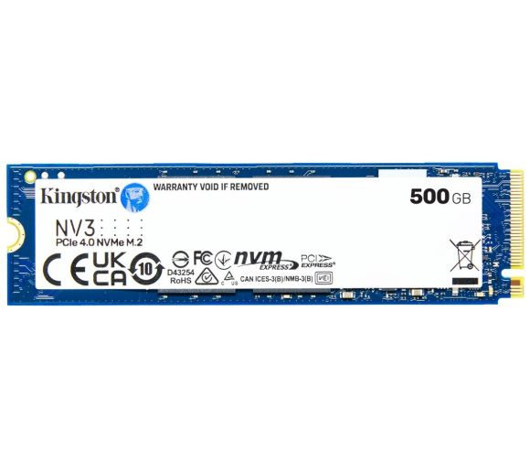 Kingston - M.2 NVMe 500GB, 2280, PCIe Gen 4x4, NV3, Read up to 6,000 MB/s, Write up to 2,200 MB/s, (single sided)_0