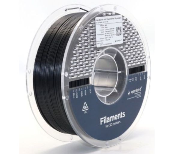 GEMBIRD - 3DP-ABS1.75HY-01-BK ABS filament velike brzine za 3D stampac 1.75mm, kotur 1KG BLACK_0
