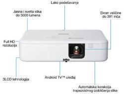 EPSON - CO-FH02 Projector, Full-HD, 3LCD, 3000 lumen, 5W speaker, HDMI, USB, WiFi, Android TV_0