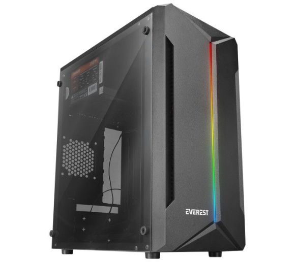 Kuciste Everest Saber 250W Akrilna stranica, M-ATX/RGB strip_0