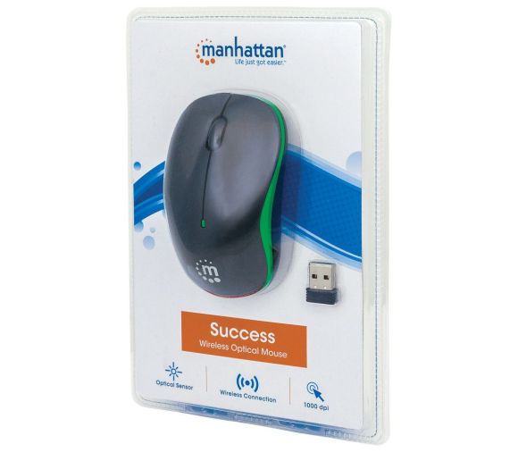 Manhattan - Miš Wireless Manhattan Success 179393, Black/Green_1
