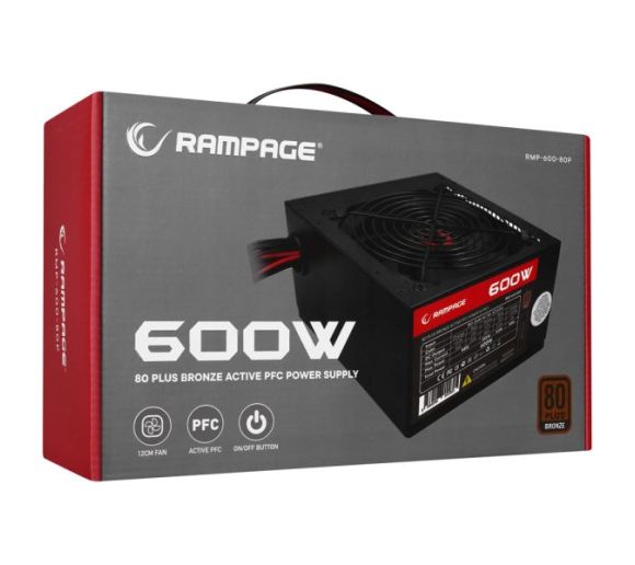 Napajanje 600W Rampage RMP-600-80P, 80Plus Bronze 12cm fan APFC_1