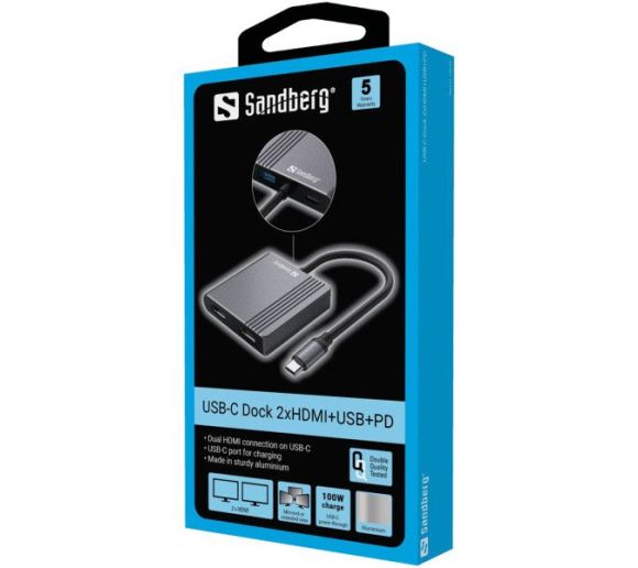 Docking station Sandberg USB-C Dock 2xHDMI+USB+PD 136-44_6