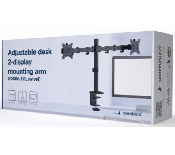 GEMBIRD - MA-D2-01 Gembird Podesivi dupli stoni drzac za monitor, tilt, 17-32 max.2x9kg_0