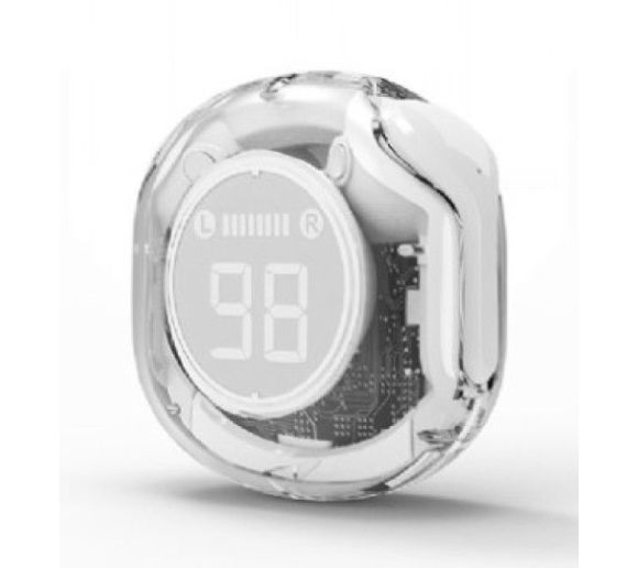 GEMBIRD - TWST-01-W Gembird bluetooth V5.4 slusalice, TWS, LCD, Transparent, white_1