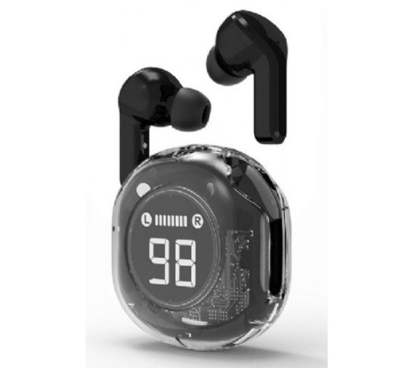 Gembird - TWST-01-BK Gembird bluetooth V5.4 slusalice, TWS, LCD, Transparent, black_0