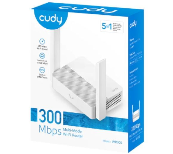 Cudy WR300 N300 Wi-Fi Router, Chipset MediaTek, router/AP/ Repeater/WISP 4xLAN, 2x5dBi_0