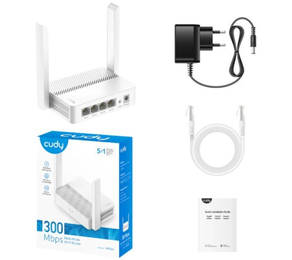 Cudy WR300 N300 Wi-Fi Router, Chipset MediaTek, router/AP/ Repeater/WISP 4xLAN, 2x5dBi_2