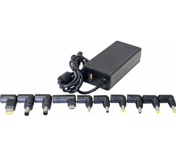 GEMBIRD - NPA-AC7D **Gembird univerzalni laptop punjac AC 65W sa Tip-C + QC3.0 mob. brzi punjac 3A, auto(1640)_0