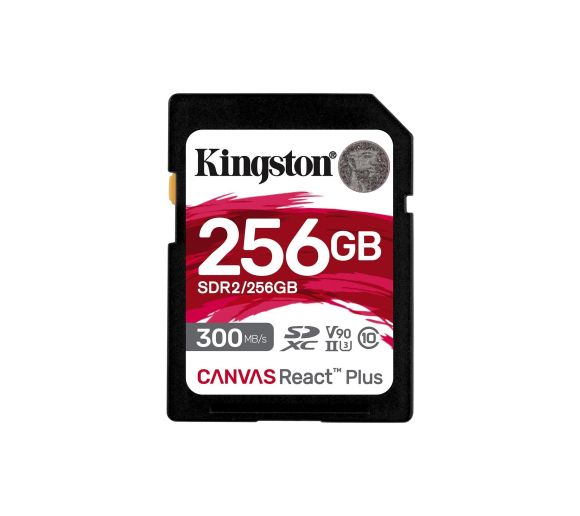 Kingston - SD Card 256GB, Canvas React Plus Professional, SDXC Class10 UHS-II U3 V90, Up to 300MB/s read and 260MB/s write, for Full HD/2K/4K/8K_0