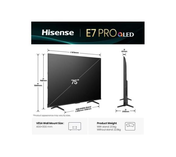 HISENSE - 75 inča 75E7Q PRO QLED 4K UHD Smart TV _5