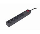 Gembird - Surge Protection Power strip, 5 sockets, 1.5m, 16A, Indicates Correct Grounding, Power Switch, Black_small_0