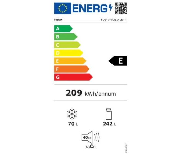 Frižider Fram FDD-VRR311YLE++ 242+69l/60x180/žuti_1