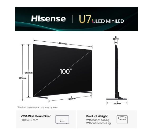 HISENSE - 100 inča 100U7Q Mini-LED 4K UHD Smart TV _6