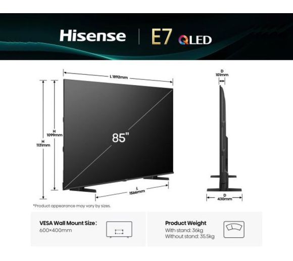 HISENSE - 85 inča 85E7Q QLED 4K UHD Smart TV _7