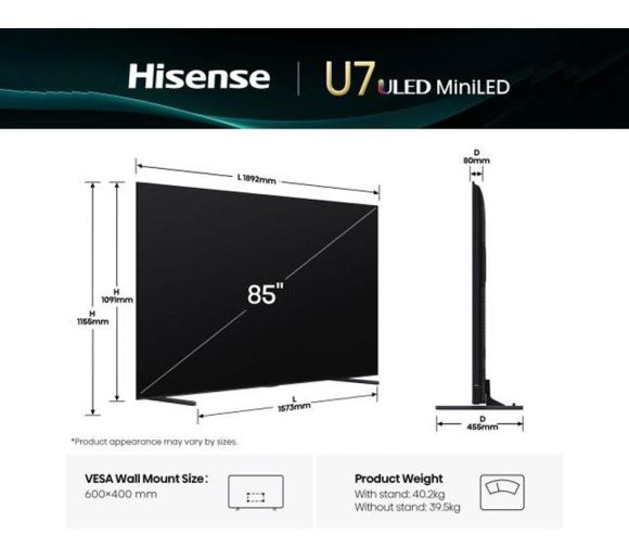HISENSE - 85 inča 85U7Q ULED Mini-LED 4K UHD Smart TV _2