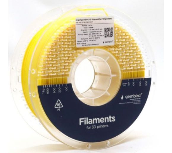 GEMBIRD - 3DP-PETG1.75HY-01-Y PETG filament velike brzine za 3D stampac 1.75mm, kotur 1KG YELLOW_2