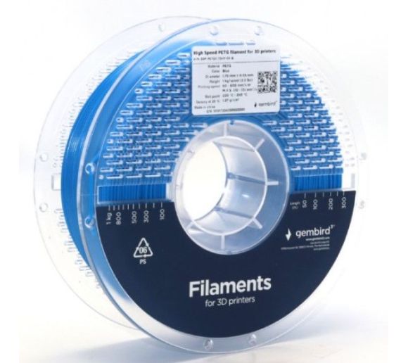 GEMBIRD - 3DP-PETG1.75HY-01-B PETG filament velike brzine za 3D stampac 1.75mm, kotur 1KG BLUE_0