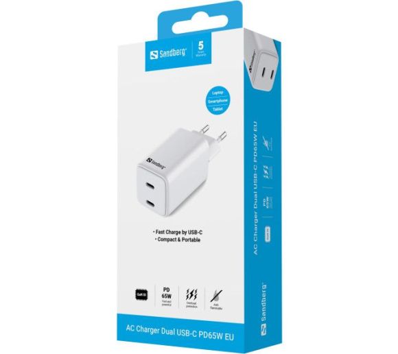 USB kućni punjač Sandberg 441-56 Dual USB-C PD 65W_1