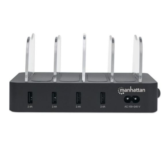 Manhattan - USB punjač 4-port Manhattan 102261 5V/2.4V/34W/držač za telefon Crni_1