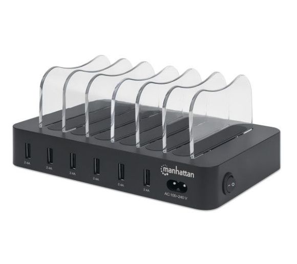 Manhattan - USB punjač 6-port Manhattan 102254 5V/2.4V/50W/držač za telefon Crni_0
