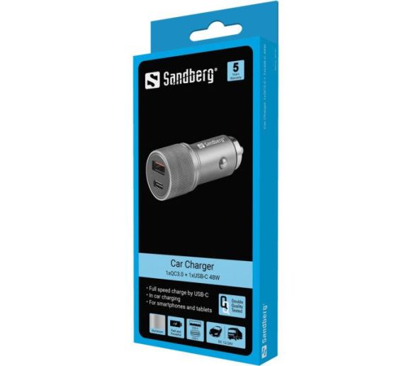 USB auto punjač Sandberg USB/USB-C 48W 441-50_1