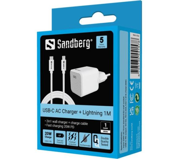 Kucni punjac Sandberg 441-57 USB-C 20W sa Lightning kablom 1m_1